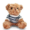 Brown Teddy Bear 25cm with White & Navy Teal stripes T-shirt