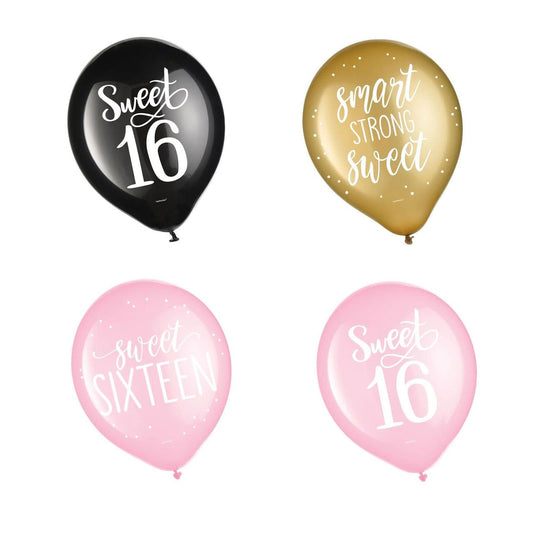 Sixteen Blush Printed Latex Balloons - Assorted Colors