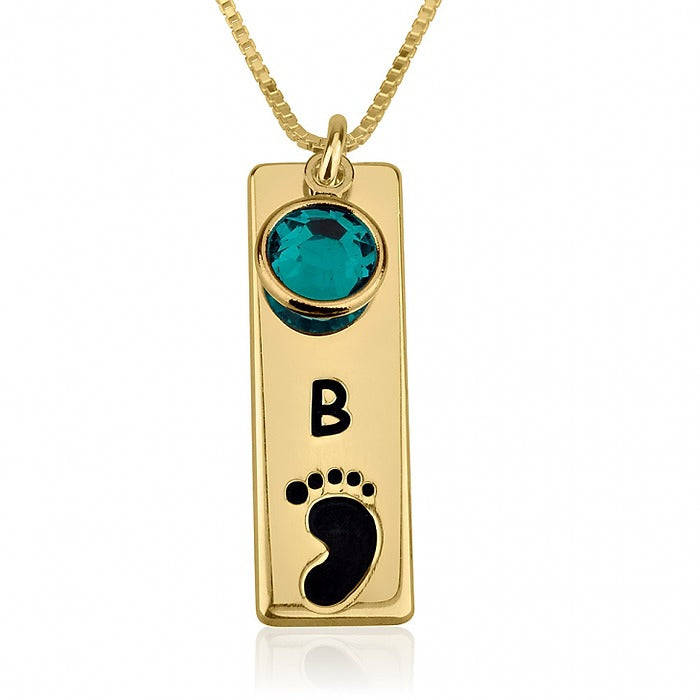 Vertical Bar Footprint Necklace