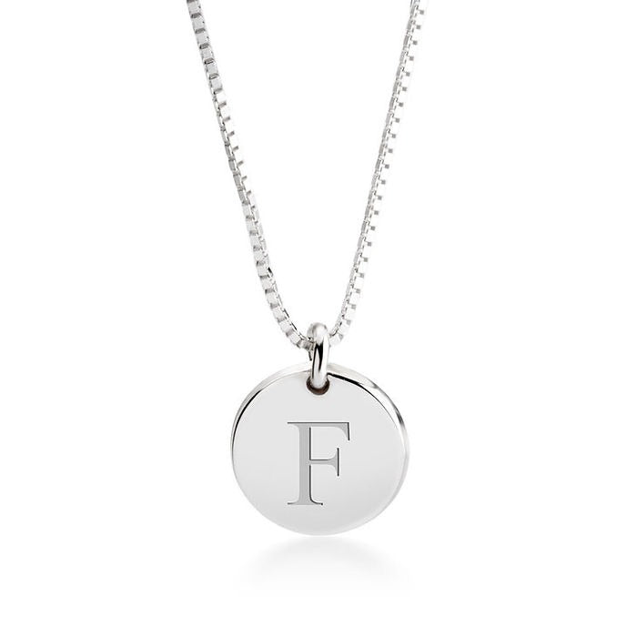 Engraved Letter Disc Necklace