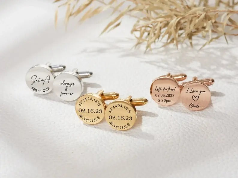 Engraved Name Cufflink In Different Patterns & Fonts