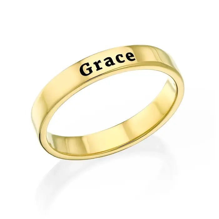 Engraved Thin Band Ring