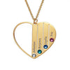 Birthstone Heart Necklace with Names