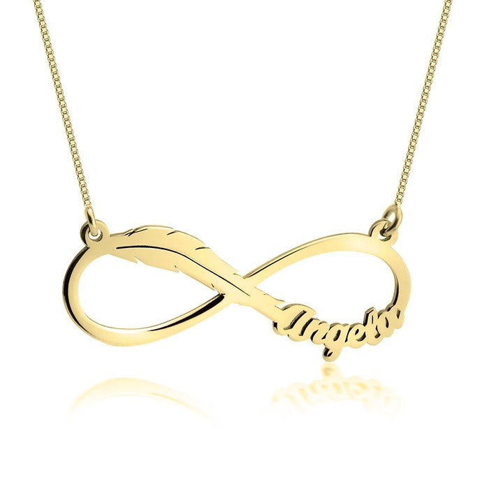 Infinity Feather Name Necklace