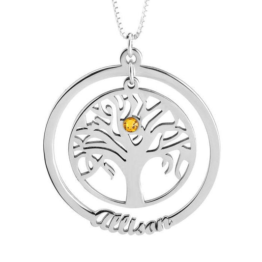 Family Tree Necklace With Birthstone II