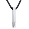 Leather 3D Bar Name Necklace for Men in Sterling Silver