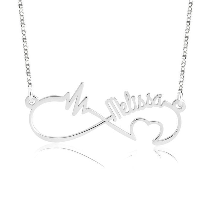 Personalized Infinity Heartbeat Necklace