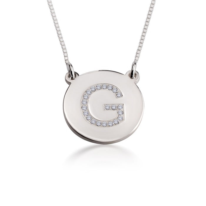 Cubic Zirconia Initial Pendant Necklace