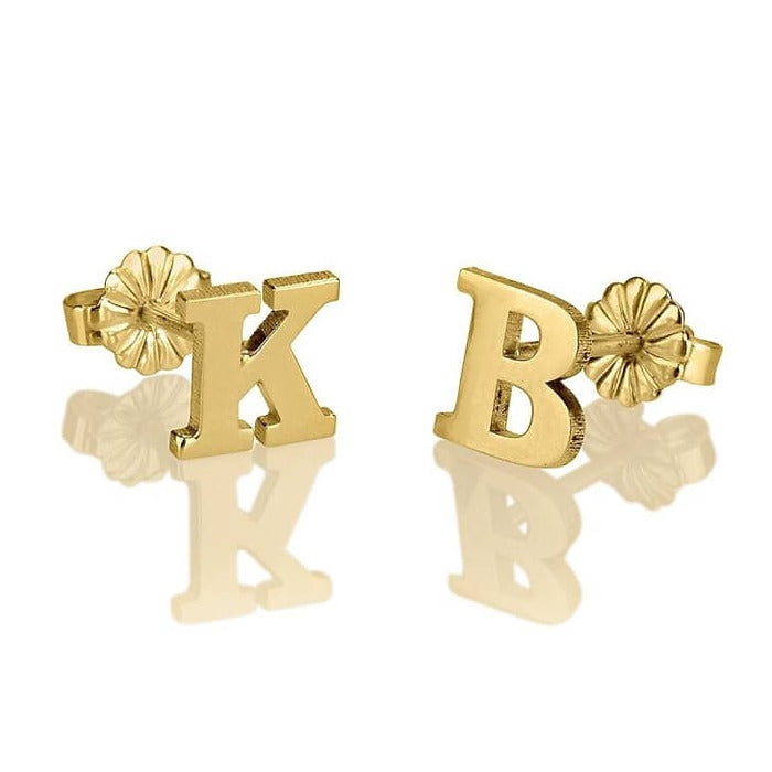 Initial Stud Earrings