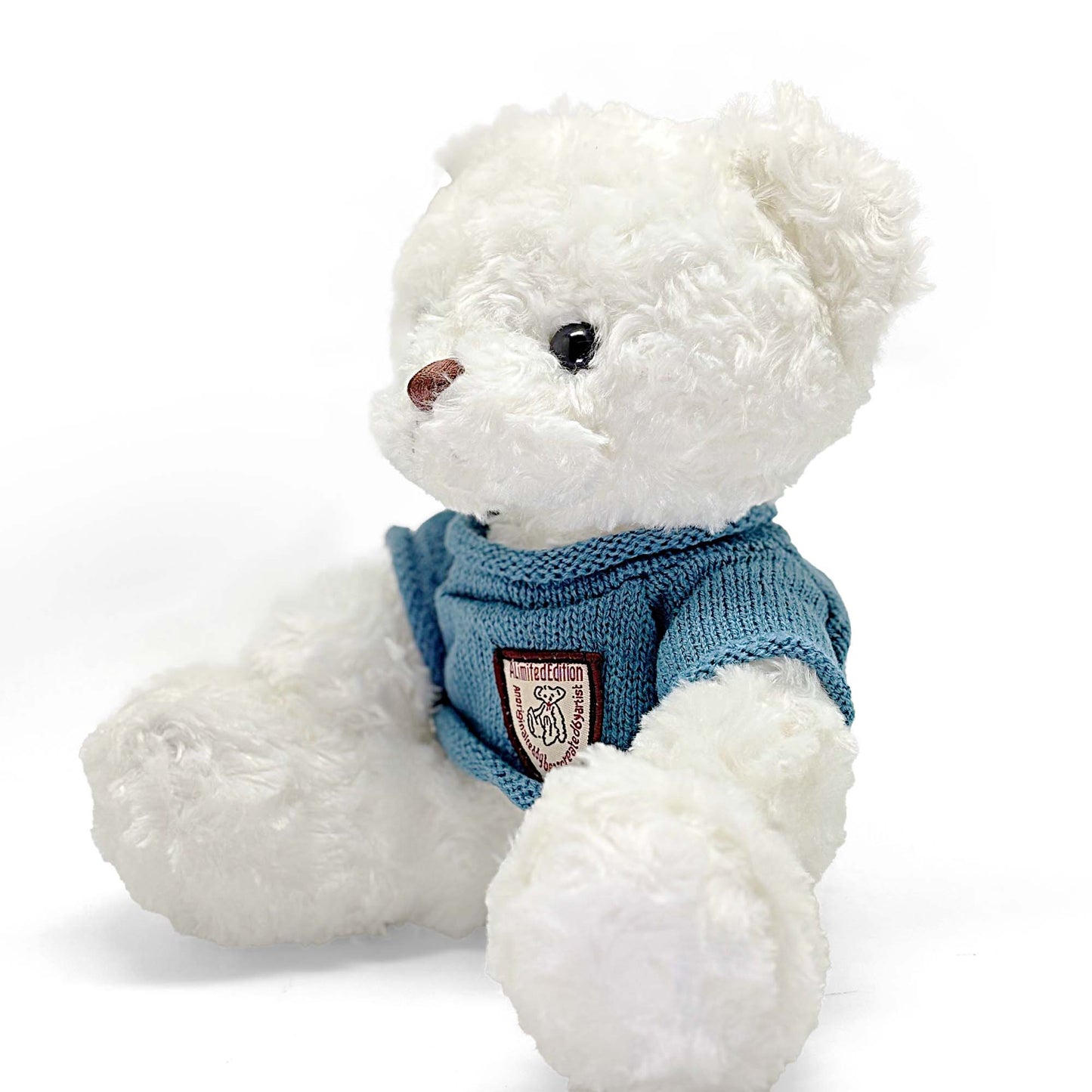 White Teddy Bear 25cm with Navy Teal T-shirt