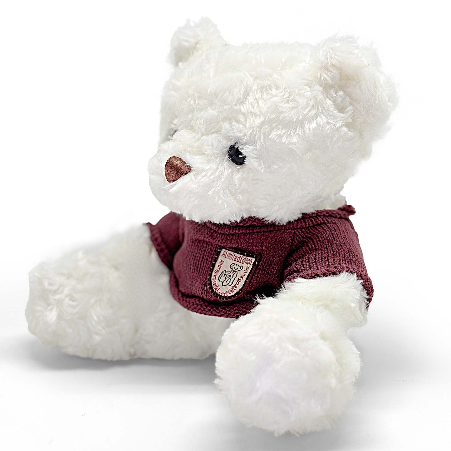 White Teddy Bear 25cm with Maroon T-shirt