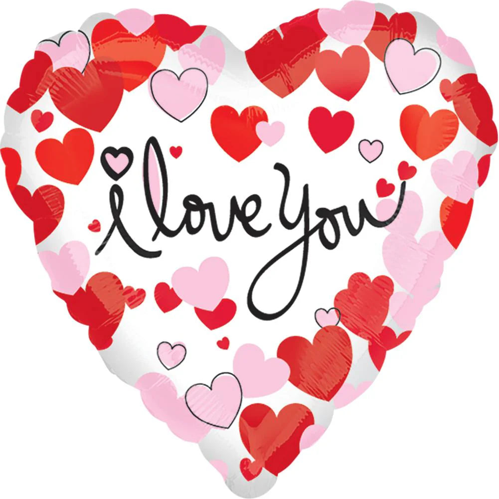 Valentine Heart Shaped Balloon - I Love You Hearts Foil Balloon 18in