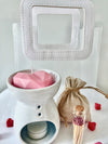 Valentine Candle Burner Set - Heart Shaped Candle - Red and Pink