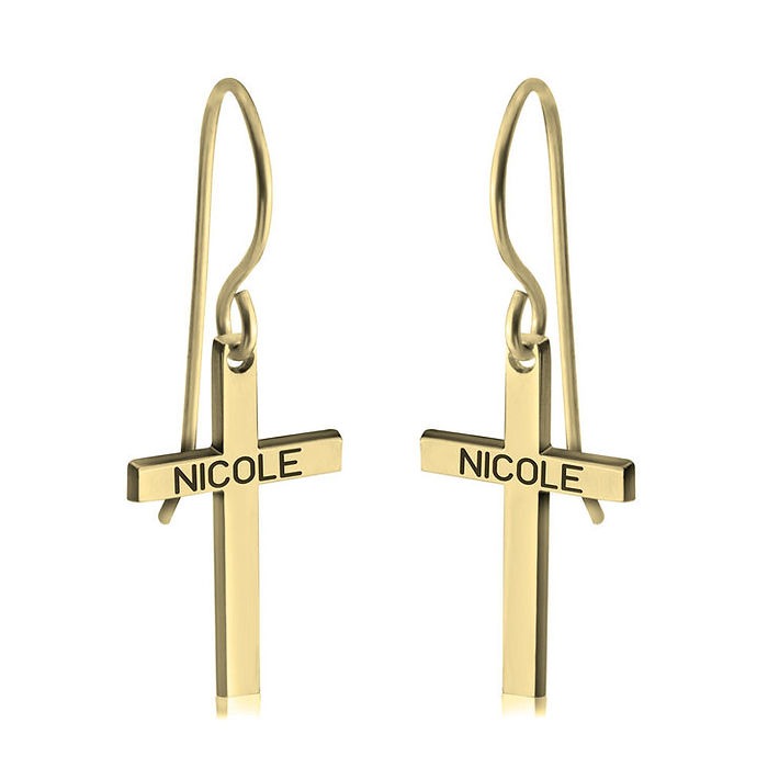 Cross Name Earrings