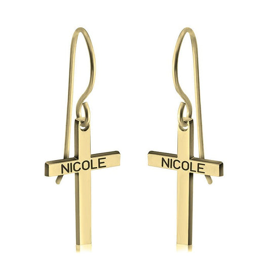 Cross Name Earrings