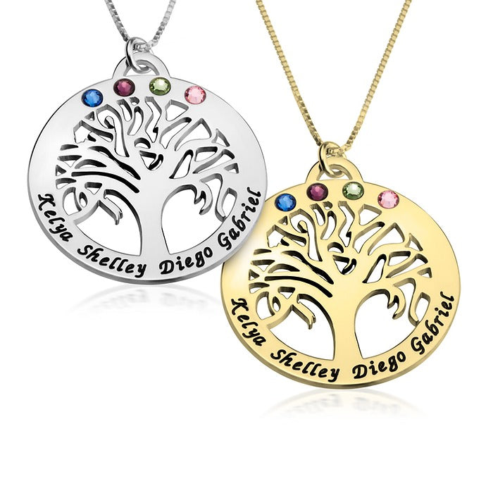 Family Tree Necklace With Birthstone