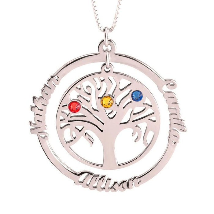 Family Tree Necklace With Birthstone II