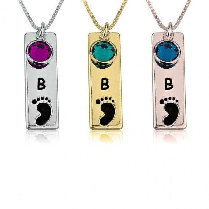 Vertical Bar Footprint Necklace