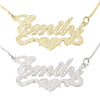 Brushed Name Necklace with Heart