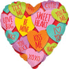 Valentine Heart Shaped Balloon - Heart with Messages Foil Balloon 18in