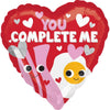 Valentine Heart Shaped Balloon - You Complete Me Foil Balloon 18in