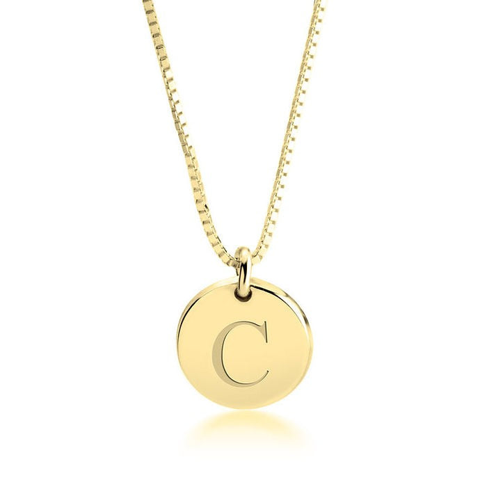 Engraved Letter Disc Necklace