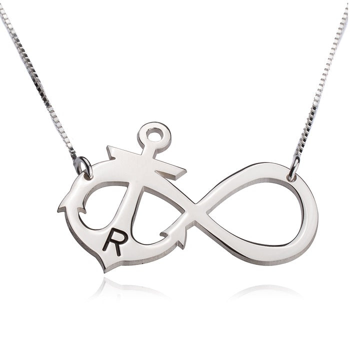 Anchor Infinity Initial Necklace