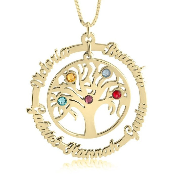 Family Tree Necklace With Birthstone II