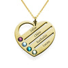 Birthstone Heart Necklace with Engraved Names