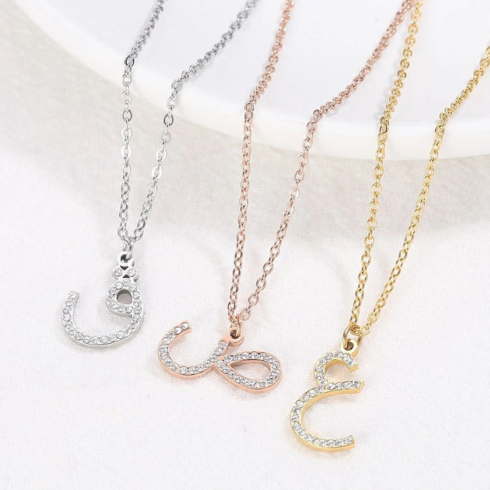 Arabic Zirconia Initial Necklace