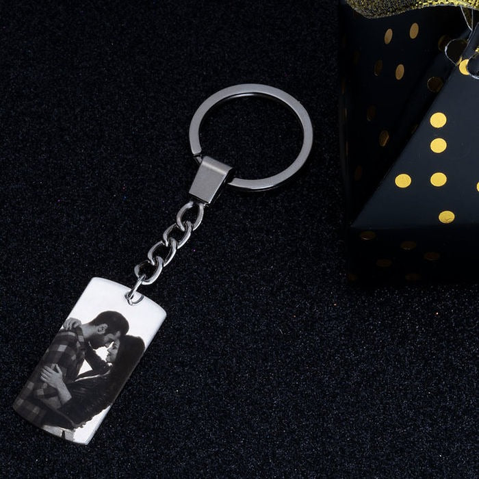 Dog Tag Picture Keychain