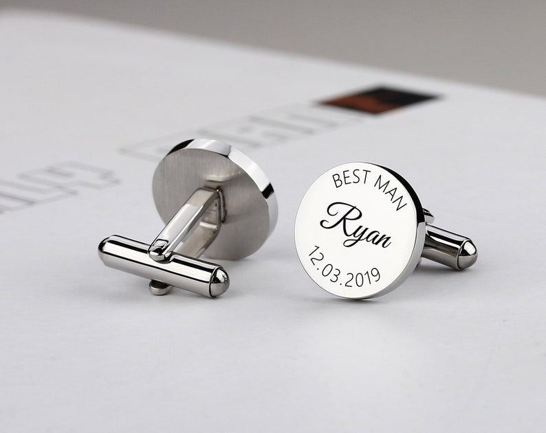 Engraved Name Cufflink In Different Patterns & Fonts