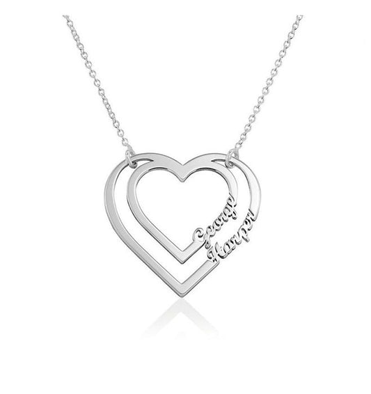 Heart Pendant Necklace with Two Names