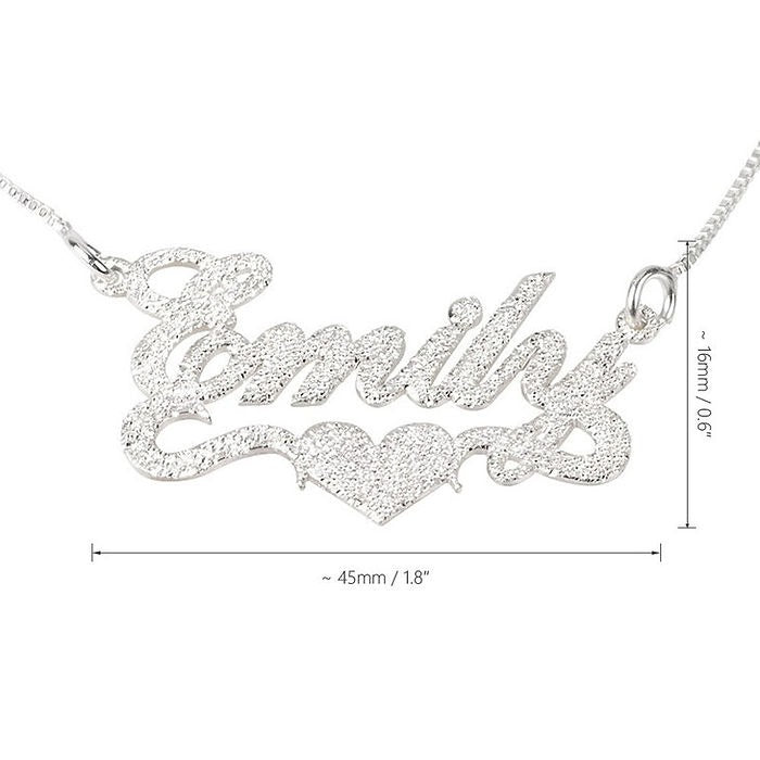 Brushed Name Necklace with Heart