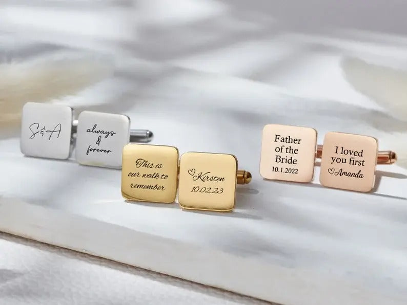 Engraved Square Shape Cufflink