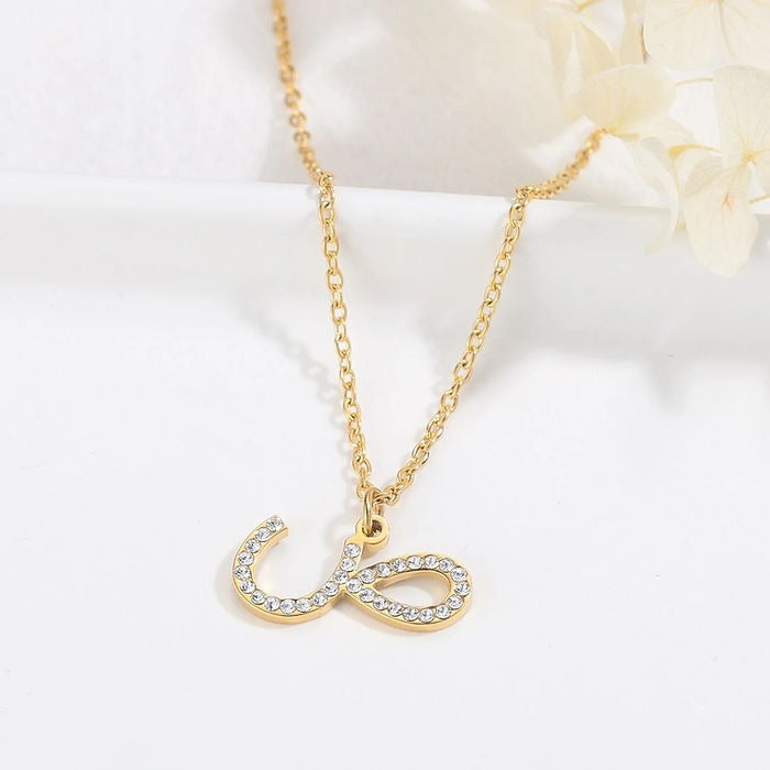 Arabic Zirconia Initial Necklace