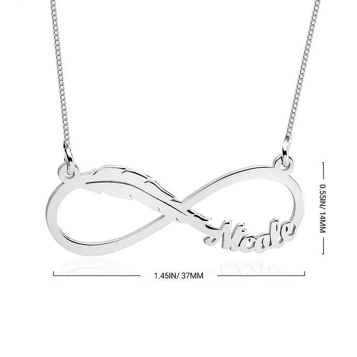 Infinity Feather Name Necklace