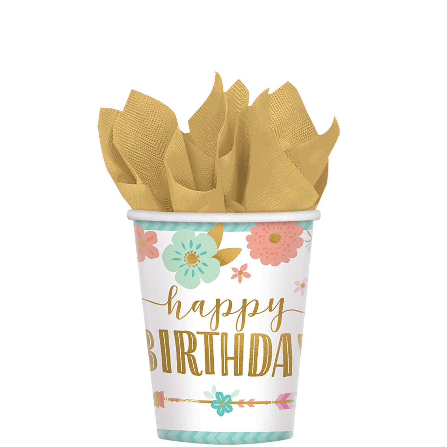 Boho Birthday Girl Paper Cups 9oz - 8 Pcs