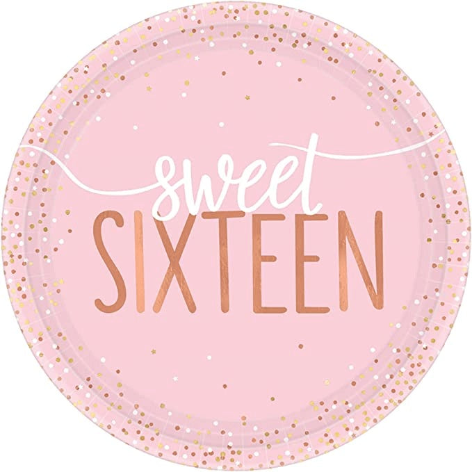 Sixteen Blush Round Metallic Plates (10 Inches)