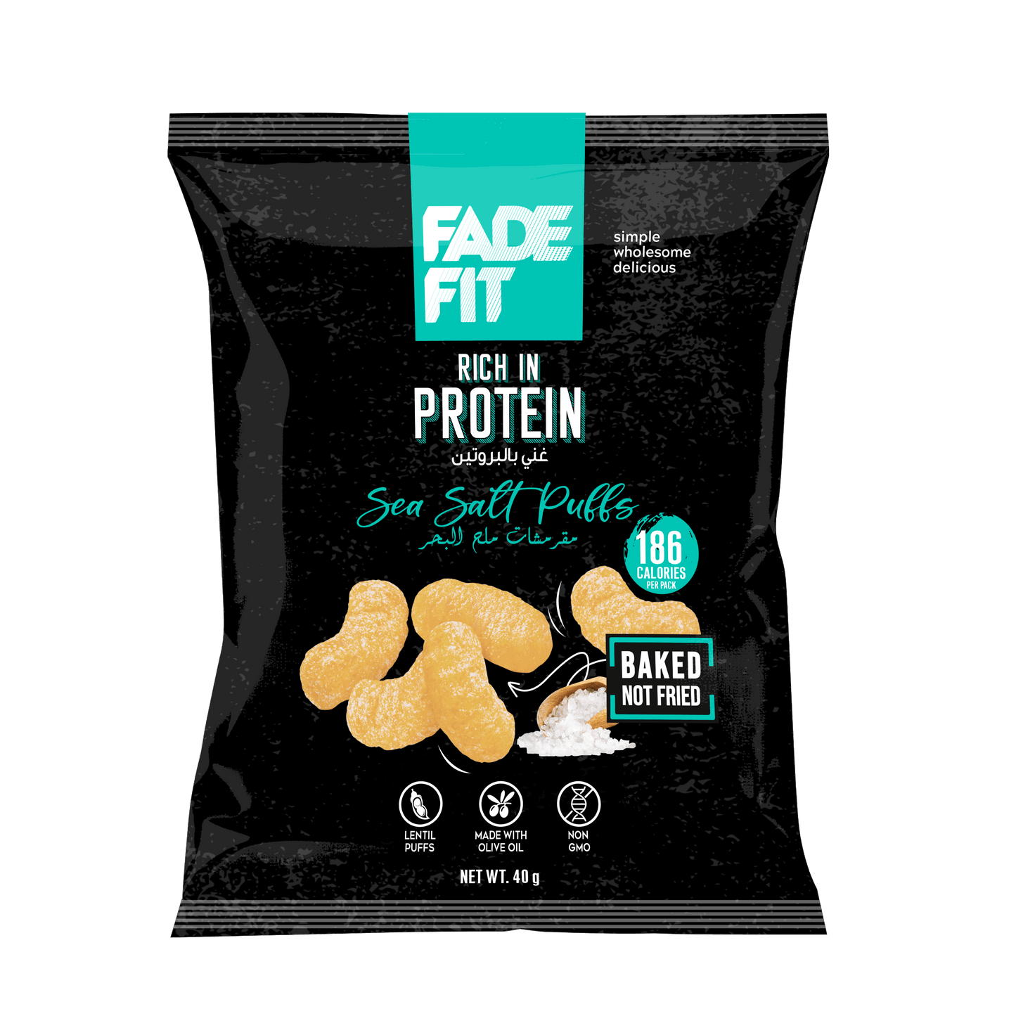 Fade Fit Sea Salt Protein Puffs snack pack 40g