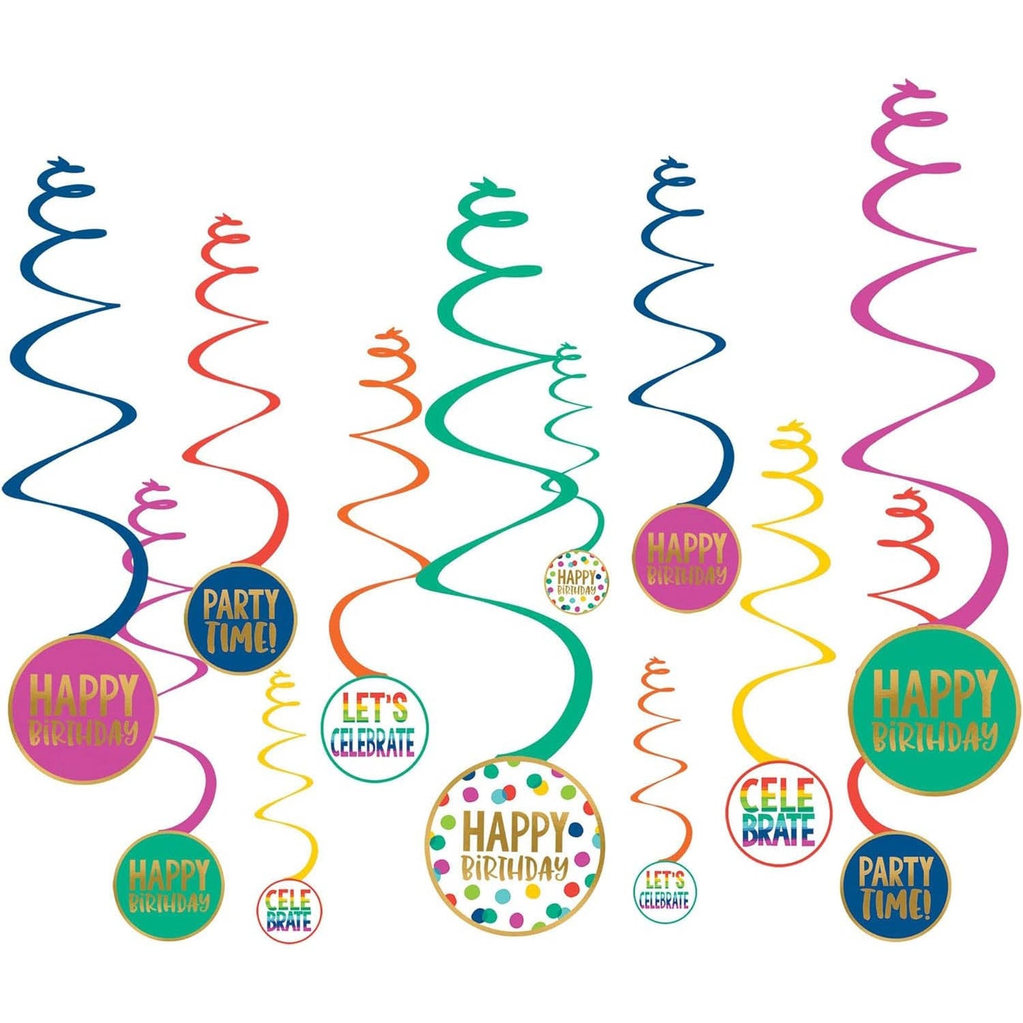 Happy Dots Spiral Decorations With 5 Inches Cutouts, Hot-Stampe