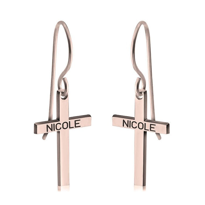 Cross Name Earrings