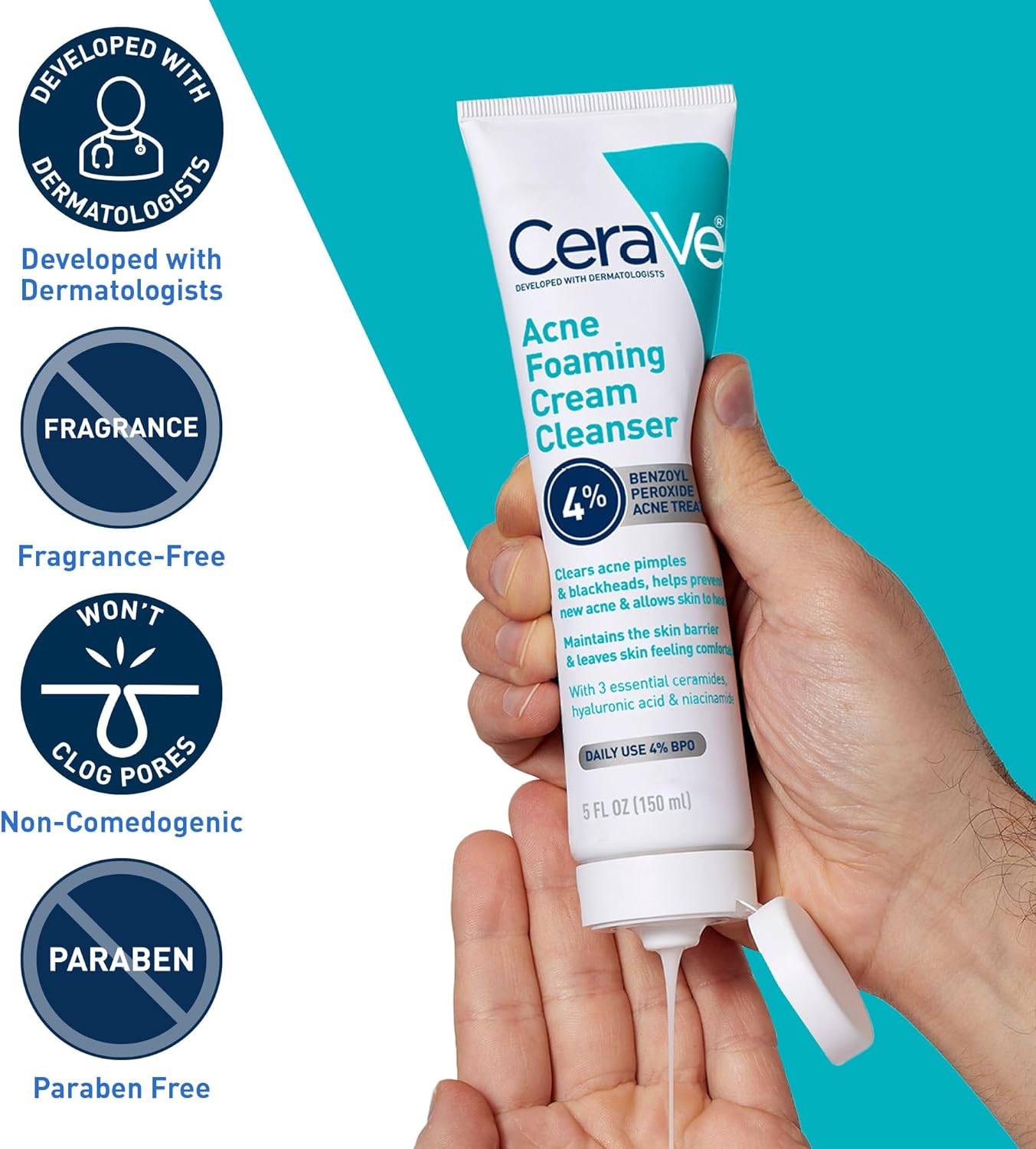 CeraVe Acne Foaming Cream Face Cleanser 150ml