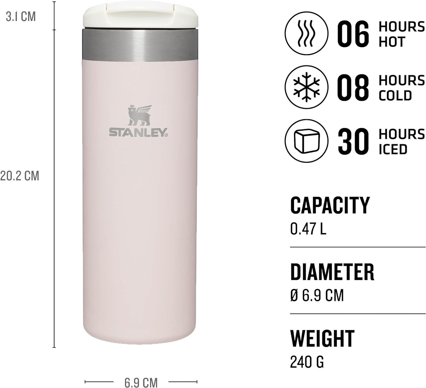 Aerolight™ Transit Mug 470ml/16oz - Rose Quartz Metallic