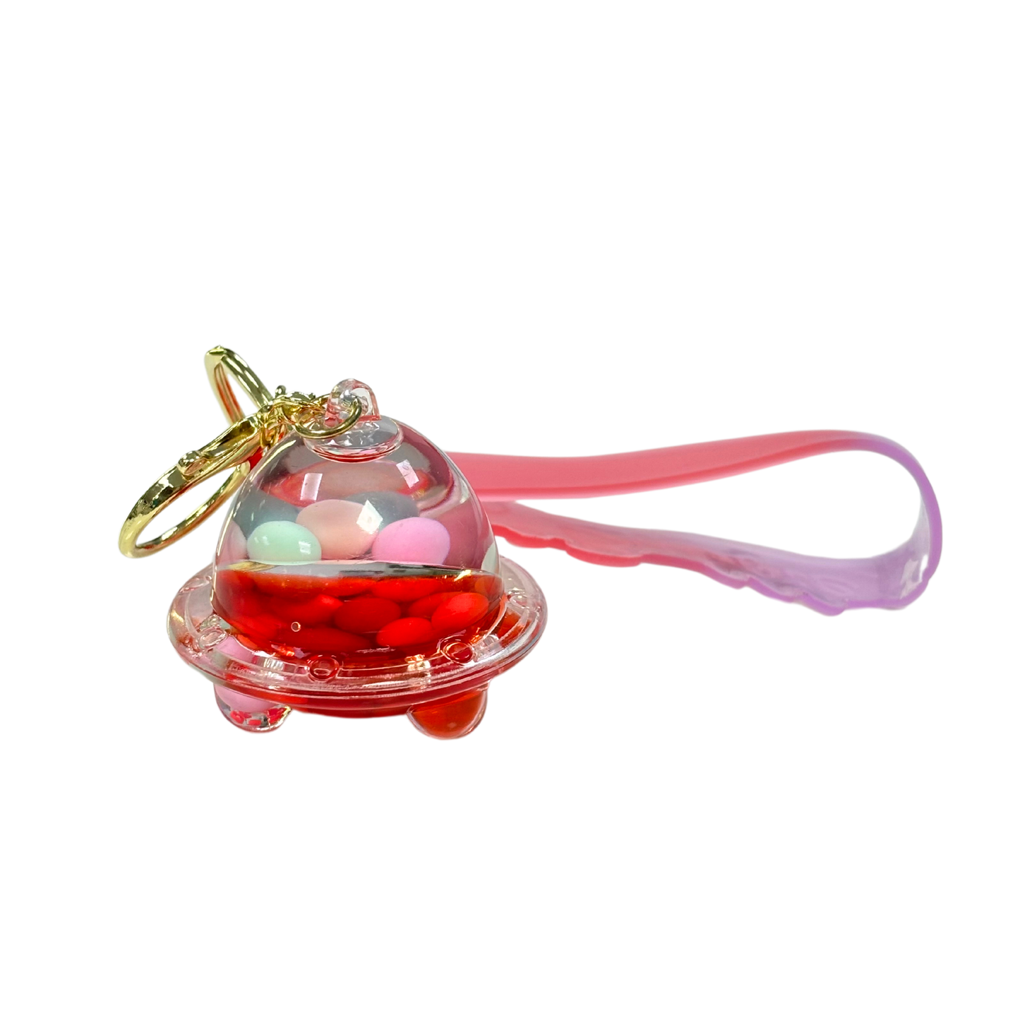 Space Ship Bubble Key Chain - Red