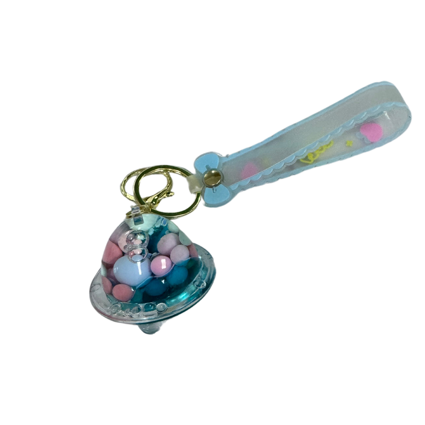 Space Ship Bubble Key Chain - Blue