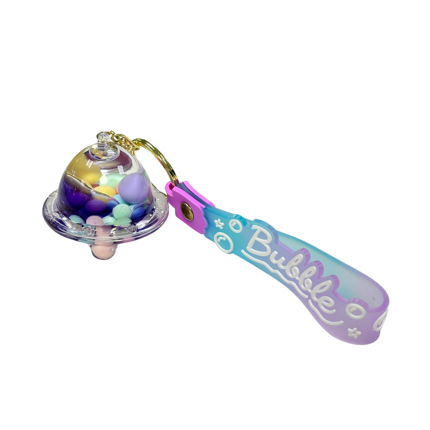 Space Ship Bubble Key Chain - Purple