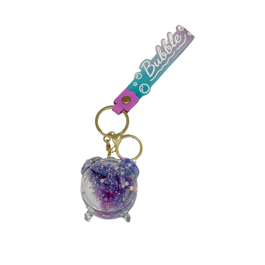 Alarm Clock Glitter Key Chain - Purple