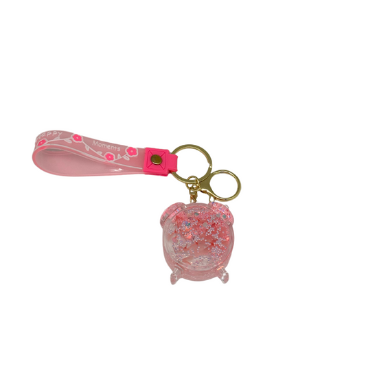 Alarm Clock Glitter Key Chain - Pink