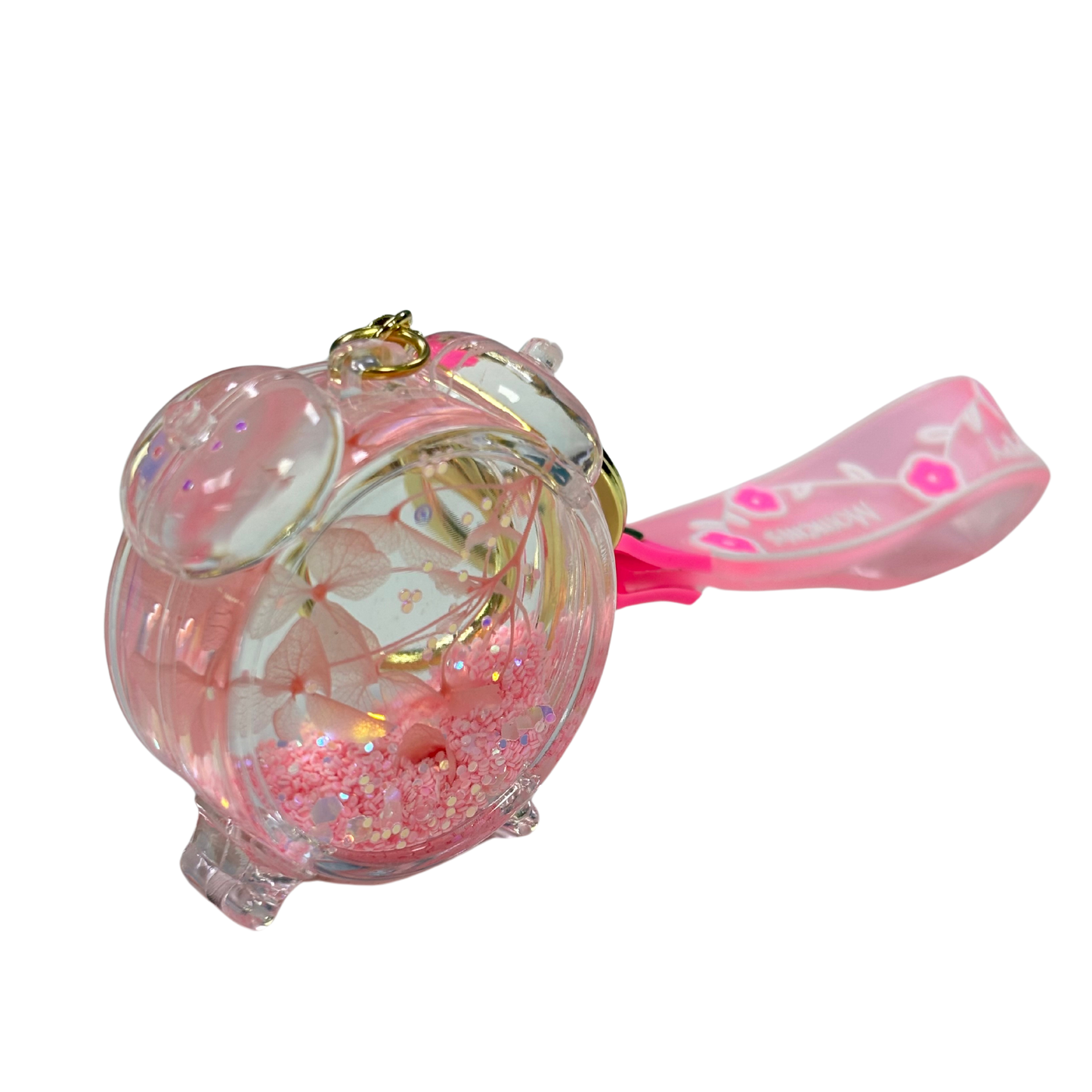 Alarm Clock Glitter Key Chain - Pink